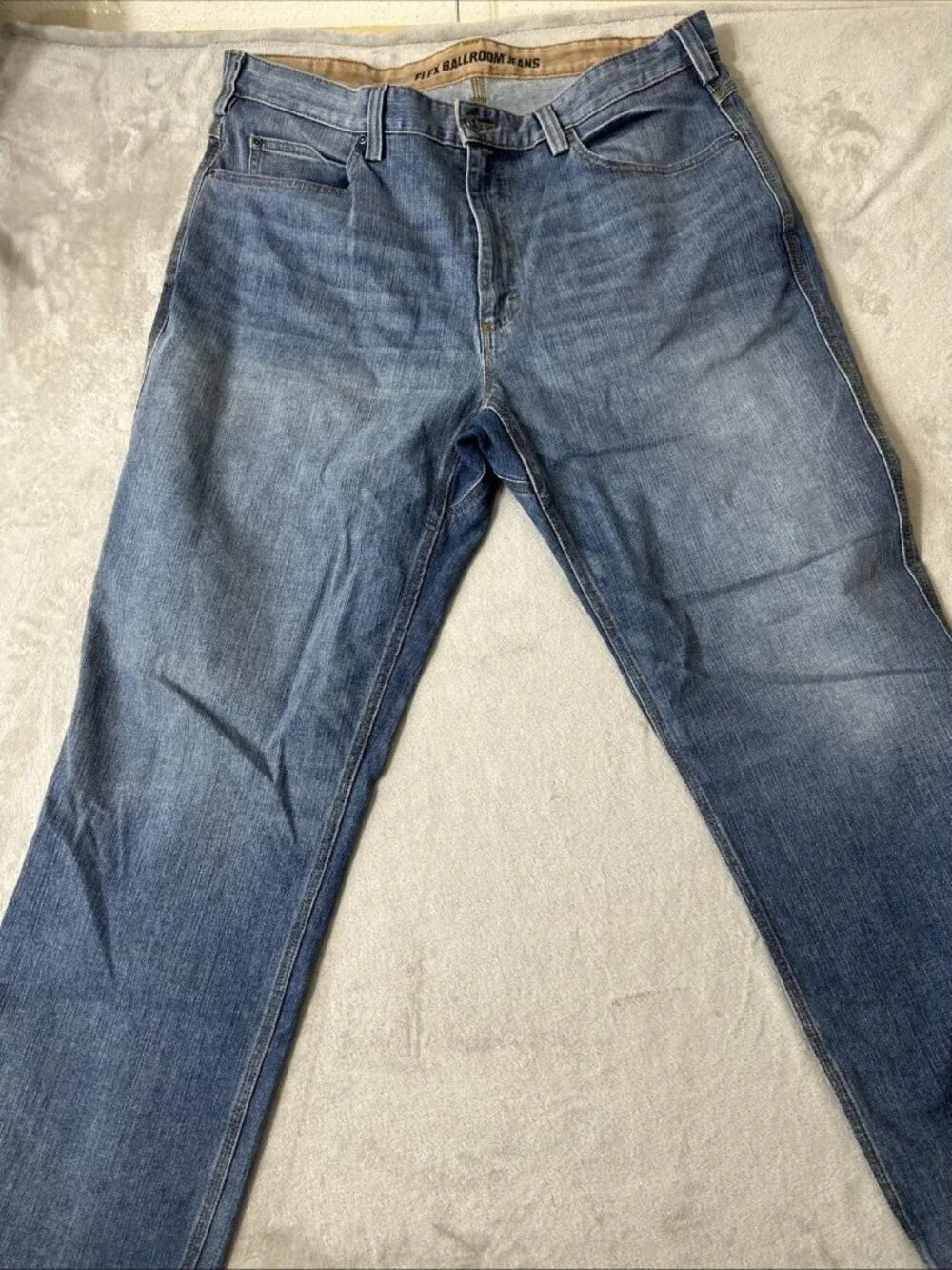 Duluth Trading Flex Ballroom Jeans 38x32 Straight Leg Blue Mens